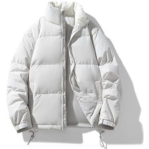 Yobohui Heren Donsjack Winter Verdikte Warm Wit Eendendons Jas Outdoor Casual Effen Kleur Korte Lengte Koud Weer Bovenkleding, Wit, L