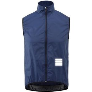 YGLEEULI Fietsjack Heren Fietsvest Winddicht Mouwloos Fiets Lichtgewicht Outdoor Winddicht Sportvest (donkerblauw, 3XL)