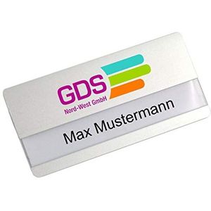 5 stuks aluminium naambordjes met magneet, individuele logo-opdruk, afgeronde hoeken, kleurendruk met uw logo, magneetbevestiging, naam badge, naamplaatje voor kleding, zelfbeschrijfbaar, met uw logo, naamplaatje met magneet zilver lichtmetaal geanodiseerd