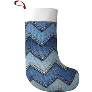 RRSZCC Gradiënt Blauw Denim Print Kerst Kousen Xmas Kousen Manchet Kousen Voor Trappen Open haard Opknoping Xmas Home Decor