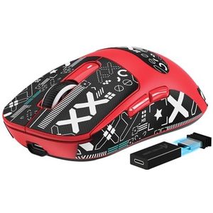 VGN GAMEPOWER X3PRO 49g SUPERLIGHT Draadloze Gaming Mouse, 4K/8K Pollingsnelheid, 26,000DPI Lichtgewicht Muis, PixArt PAW3395, Programmeerbare, Bluetooth/2.4G/Bedrade, Mouse Grip Tape, PC/Mac, Rood