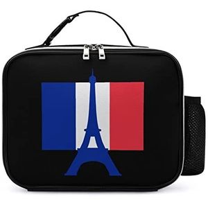Eiffeltoren Frankrijk vlag draagbare geïsoleerde lunchtassen doos draagtas volwassenen koeltas voor mannen en vrouwen werk picknick
