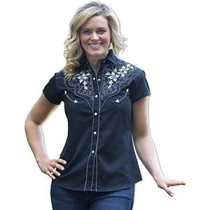 STARS & STRIPES Dames blouse Westernblouse Bikerin Country Cowgirl Western stijl »Isabel«, zwart, XL
