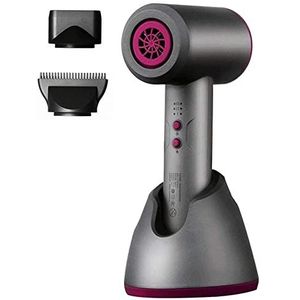 Haardroger, Draagbare draadloze haardrogers met opvangmondstuk, koude/warme wind 2 niveaus, cadeau(Gray)