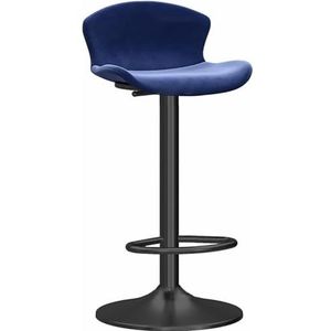 Barkrukken Hoge Krukken Voetensteun Aanrechtbarkrukken Aanrechtstoel Metalen Basis En Voetsteun, Met Fluweel Beklede Zitting Verstelbare Barkrukken Keukenkruk Barstoelen(Blue)