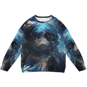 KAAVIYO Abstract Panda Blauw Kunst Kinder-Sweatshirt Zachte Lange Mouw Trui Ronde Hals Tops Shirts Voor Jongens Meisjes, Patroon., XS