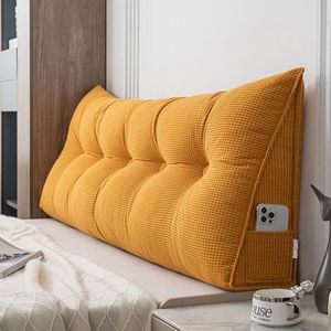 Maïsfluwelen Hoofdbordkussen - Oranje - Kingsize - Wasbaar - Driehoekige Rugsteun - 100 x 50 x 20 cm