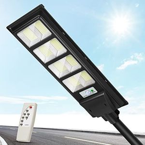 Wstan 400W Solar Street Light met zonnepaneel, 432LEDs, 6500K koud wit, schemering tot zonsopgang met afstandsbediening voor parken bewegingssensor autonomie, IP65