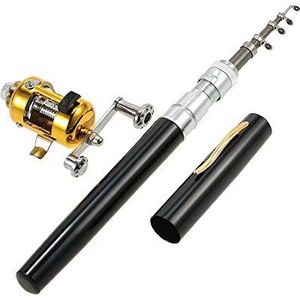 HUIOP Hengel Reel Combo kit set Mini telescopische Portable Pocket Pen Fishing Rod Pole + Reel Aluminium Vissen accessoires,Visserij-reel