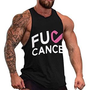 Fuck Breast Cancer Roze Lint Heren Tank Top Grafische Mouwloze Bodybuilding Tees Casual Strand T-Shirt Grappige Gym Spier
