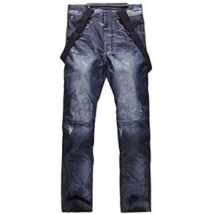 Heren Denim Skibroek, Wintersport Waterdicht Soft Shell Uitbreidbare Taille Warm Geïsoleerde Broek, voor Ski Wandelen Wandelen Sneeuw Outdoor Wandelbroeken (Color : Color 2, Size : 3XL)