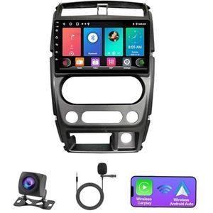 Dubbele DIN Android 14 autoradio voor Suzuki Jimny 3 2005-2019 9 Duim QLED Touch screen-met Draadloze Carplay Android Auto GPS navigatie 4G WiFi Stuurwielbediening achteruitrijcamera(P3 WIFI 4-Core 2G