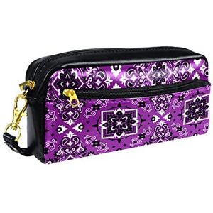 Etui,Pen Potlood Pouch Draagbare Tas,Briefpapier Organizer voor School,Paisley Bloemen Paars Decoratie