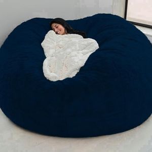 Zitzak Gamer Stoel Binnenshuis Buitenshuis Woonkamer Zitzak Waterbestendig Ergonomisch Ontwerp Voor Lichaamssteun Grote Ronde Zachte Dutje(L/XL/XXL) (Kleur : Navy Blue, Maat : 135 * 65cm/53 * 25inch)