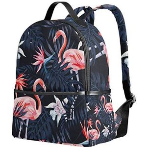 Jeansame Rugzak Schooltas Laptop Reistassen voor Kinderen Jongens Meisjes Vrouwen Mannen Flamingo Vogel Tropische Palmbladeren Bloemen Vintage Retro