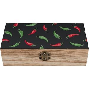 Rode en groene paprika's houten ambachtelijke opbergdozen met deksels aandenken schat sieradendoos organisator