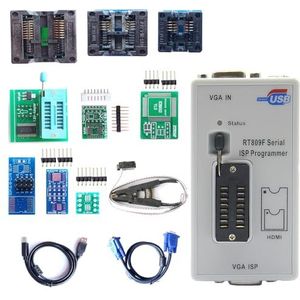 XGOIENZI RT809F Programmer 8 Adapters Moederbord Reader sop8 IC socket flash programmer clip eprom klem VGA ICSP LCD PCB Board 24 25 93 serie