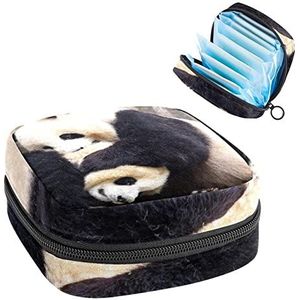 Panda Animal Print Periode Tas voor Tiener Meisjes Vrouwen Dame, Maandverband Opbergtas met Rits Nylon Draagbare Opslag Menstruele Pad Tas