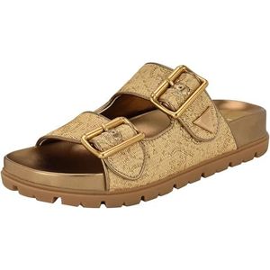 GUESS Fasten sandaal voor dames, Medium Natuurlijk/Goud Logo 710, 36.5 EU