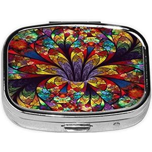 Bloem Gebrandschilderd Glas Vierkante Pillendoos, Pil Dispenser Doos Kabeljauw Leverolie Doos Vitamine Pil Doos Patiënt Pillendoos