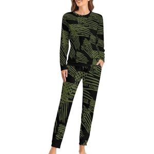 US Army Gepensioneerde Vlag Zachte Dames Pyjama Lange Mouw Warme Fit Pyjama Loungewear Sets met Zakken M