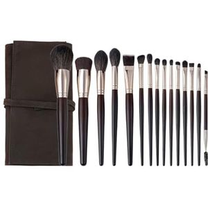 Make-up Kwasten Make-upkwastenset 15 Stuks For Concealer, Oogschaduw, Blush En Make-upkwasten Make-up Kwasten Draagbare(Black+Brush Pack)