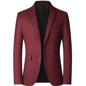 Pegsmio Mannen Business Casual Jassen Lente en Herfst Effen Kleur Turn-Down Kraag Pakken Blazer Bruiloft Blazer, wijnrood, XXL