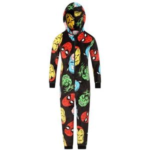 Marvel Avengers Jongens Meisjes Fleece Zwart AOP Sleepsuit Kids Spiderman Onesie, Zwart, 3-4 jaar