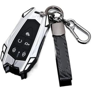 Sleutelbehuizing houder Autosleutel Cover Shell Sleutel Beschermhoes Accessoires Sleutelhanger Voor Changan CS35PLUS CS55PLUS CS75PLUS 2019 Zinklegering + Siliconen Sleutelbehuizing(B silver)