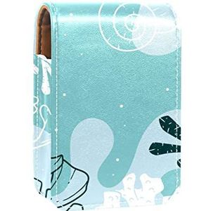 Make-up Lipstick Case voor Buiten Koraal Blauw Draagbare Lipstick Organizer met Spiegel Dames Mini Make-up Tas Neemt Tot 3 Lippenstift