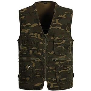 Mannen Meerdere Zakken Vest Vissen Hesje Fotografie Verslaggever Werkkleding Camouflage Sneldrogend (Color : Camouflage, Size : Large)