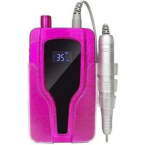 Nagelvijl elektrisch, 35000 RPM draagbare elektrische nagelboormachine, draadloze oplaadbare E-vijlmanicure, nagelschuurmachine, gelverwijderaar, polijstgereedschap(Rosso)