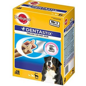 Pedigree Dentastix Hondensnacks, hondensnoepje, maxi, dagelijkse tandverzorging voor grote honden, 25 kg, 28 sticks (1 x 28 sticks)