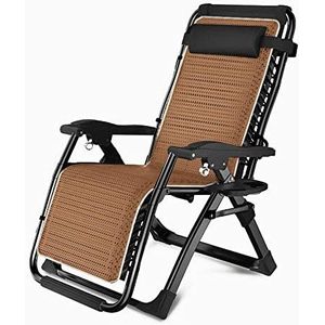 GEIRONV Camping Ligstoel, Outdoor Strand Camping Verstelbare Fauteuil Anti-Rollover Voet Pad Body Curve Design Fauteuil Fauteuils (Color : Coffee, Size : 180x65x40cm)
