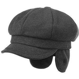 Lipodo Soft Newsboy Pet met Oorbescherming Dames - cap klep leren band voor Herfst/Winter - M (57-58 cm) donkergrijs