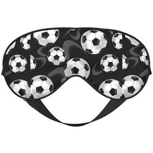 Voetbal Zwart Unisex Elastische Verstelbare Gesp Ontwerp Verduisterend Slaap Oogmasker voor Thuis Reizen Yoga Kantoor Nap