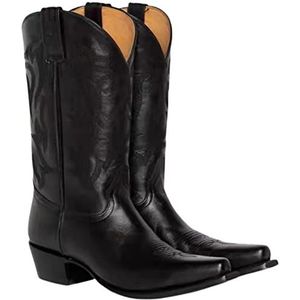 Dameslaarzen - Cowboylaarzen - Zwart - Geborduurd - Mid-tube - Grote maat 45