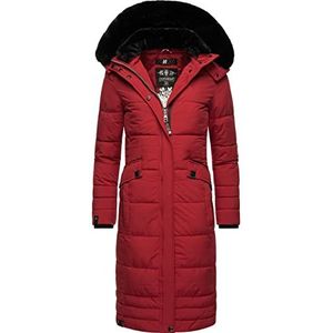 Navahoo Fahmiyaa Winterjas voor dames, warme gewatteerde jas met afneembare capuchon, XS-3XL, dark red, XS