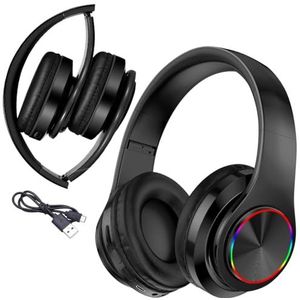 Home Markt24 Draadloze Bluetooth over-ear hoofdtelefoon met RGB-verlichting, ruisonderdrukking, microSD-slot, 400 mAh-batterij en 10 meter bereik voor kinderen en volwassenen
