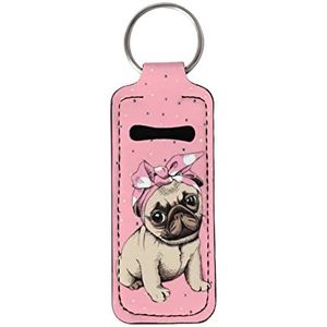 SEANATIVE Cartoon Pug Ontwerp Meisjes Chapstick Houder Sleutelhanger Mooie Puppy Patroon Balsem Houder Lip Gloss Sleutelhanger Pocket