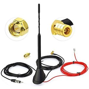 Eightwood DAB Auto Antenne DAB Autoradio Antennesplitter Versterkte SMB Adapter Digitale DAB met 5M 16.4ft Verlengkabel Compatibel voor DAB AM/FM Autoradio Blaupunkt Pioneer Clarion Alpine JVC