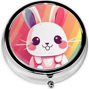 Pillendoosje 3 compartimenten medicijnpillendoosje glimlachend konijn kleine pillendoos voor portemonnee zak metalen pillenorganizer reizen pillendoos mini medicijnopbergdoos voor reizen of dagelijks