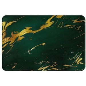 Emerald Diepgroene aardetinten goud marmer, deurmat badmat antislip vloermat zachte badkamertapijten absorberend badkamerkussen 40 x 60 cm