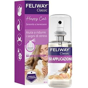 FELIWAY Classic Kalmerende Spray voor katten, 60 ml – kalmeert katten thuis en onderweg, vermindert stress tijdens het reizen. Aanbevolen door dierenartsen, klinisch getest.