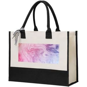 CRJSYCBYB Kleurrijke Marmer Pastel Blauw Paars gedrukt Canvas Gift Shopping Bag Dames Schoudertas, Beige, Eén maat