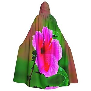 FRGMNT Hibiscus Bloemen Patroon Print Mannen Hooded Mantel, Volwassen Cosplay Mantel Kostuum, Cape Halloween Dress Up, Hooded Uniform