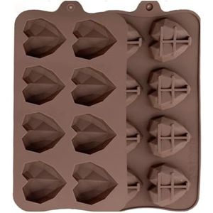 LCKJLJ 15/8 holte diamant hart siliconen chocoladevorm 3D hart taart accessoires mallen doe-het-zelf ijsblokjes koekje gebak bakvorm (kleur: 8 holte)