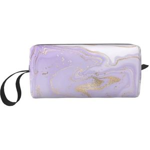 Make-uptas,Ontvangst Tas Reizen Cosmetische Tas Toilettas Draagbare Make-up Pouch Organizer,Lavendel Paars Marmer Gouden Lijn, zoals afgebeeld, Eén maat