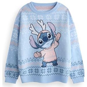 Disney Lilo & Stitch Kids blauwe gebreide kersttrui | Feestelijke vakantietrui - warm, leuk en gezellig | Ervaar de wintermagie van Stitch in stijl | Het perfecte Disney-cadeau voor