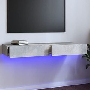 AJJHUUKI Entertainment Centra & TV Stands TV-meubel met LED-verlichting Beton Grijs 120x35x15,5 cm Meubels